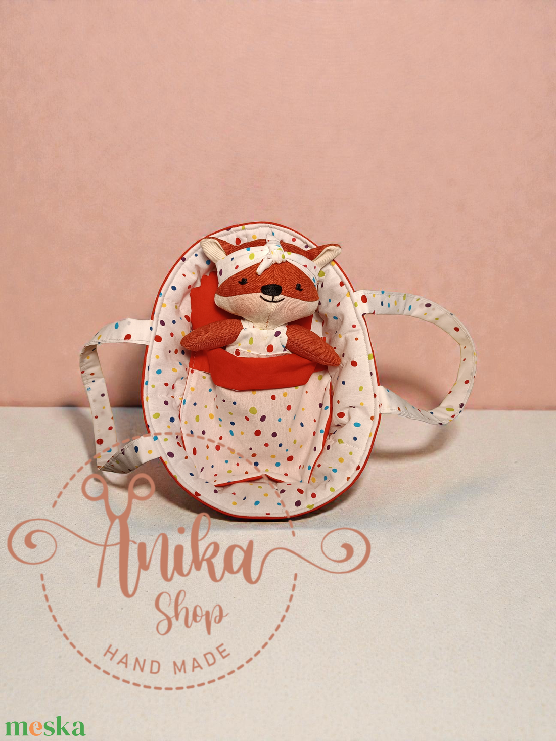 Róka baba mózeskosárban  - játék & sport - baba & babaház - öltöztethető baba - Meska.hu