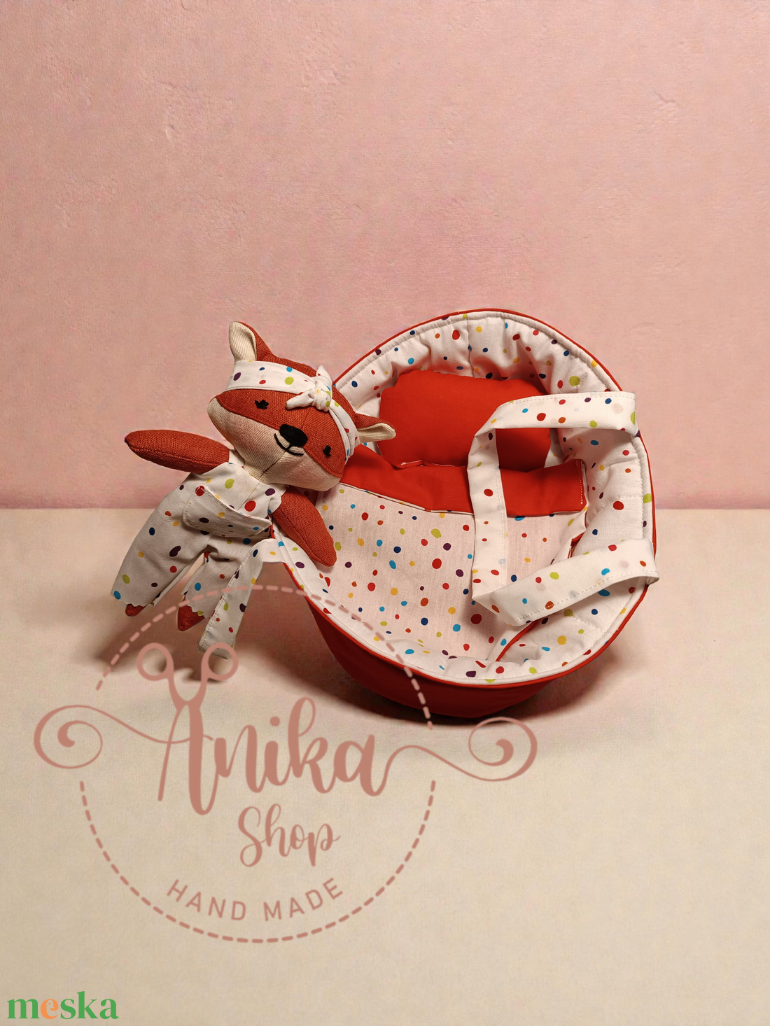 Róka baba mózeskosárban  - játék & sport - baba & babaház - öltöztethető baba - Meska.hu