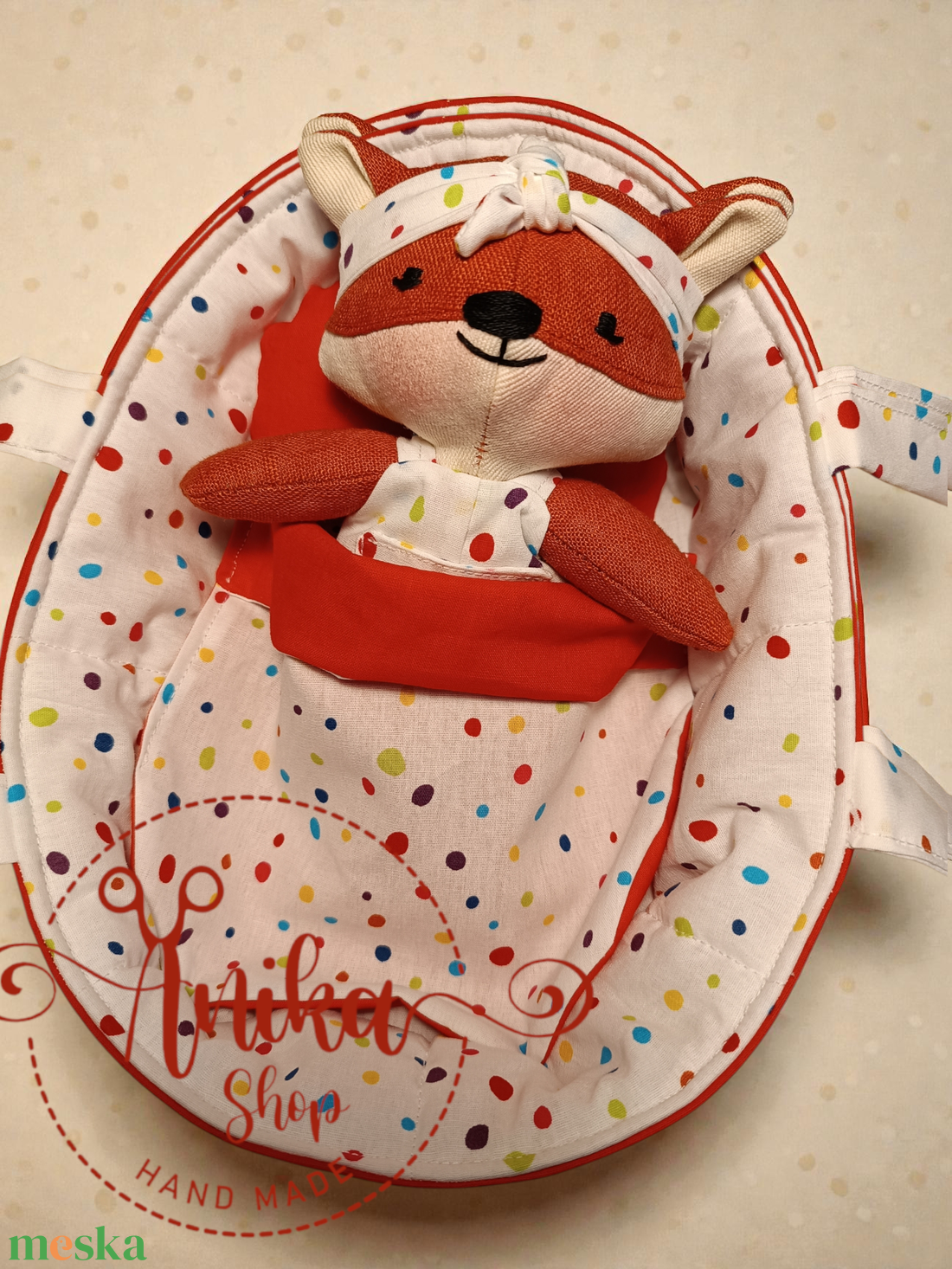 Róka baba mózeskosárban  - játék & sport - baba & babaház - öltöztethető baba - Meska.hu