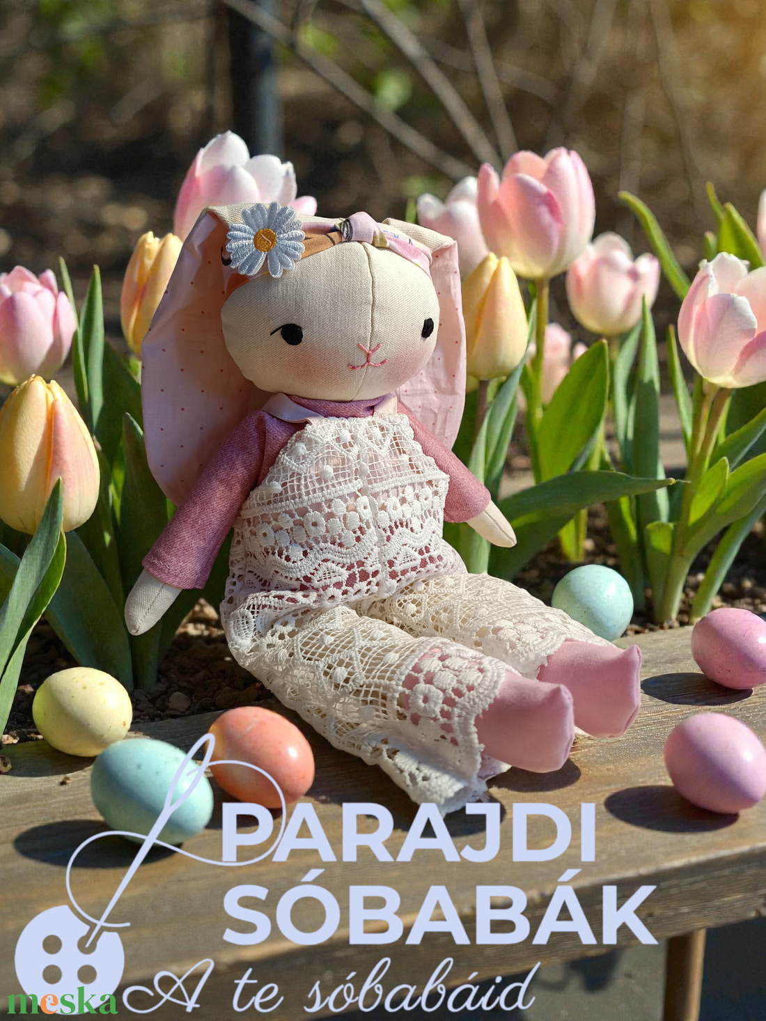 Parajdi Sóbabák - Hímzett fülű Nyuszi - játék & sport - baba & babaház - öltöztethető baba - Meska.hu