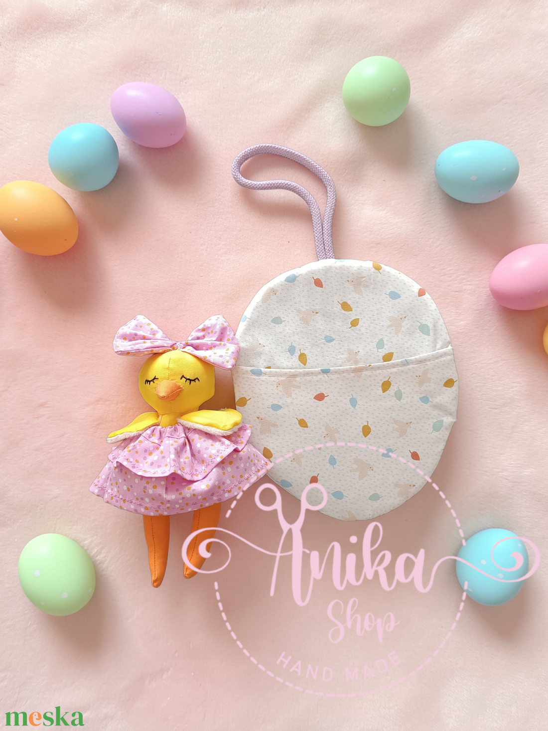 Csibe kislány tojás ágyban  - játék & sport - baba & babaház - öltöztethető baba - Meska.hu