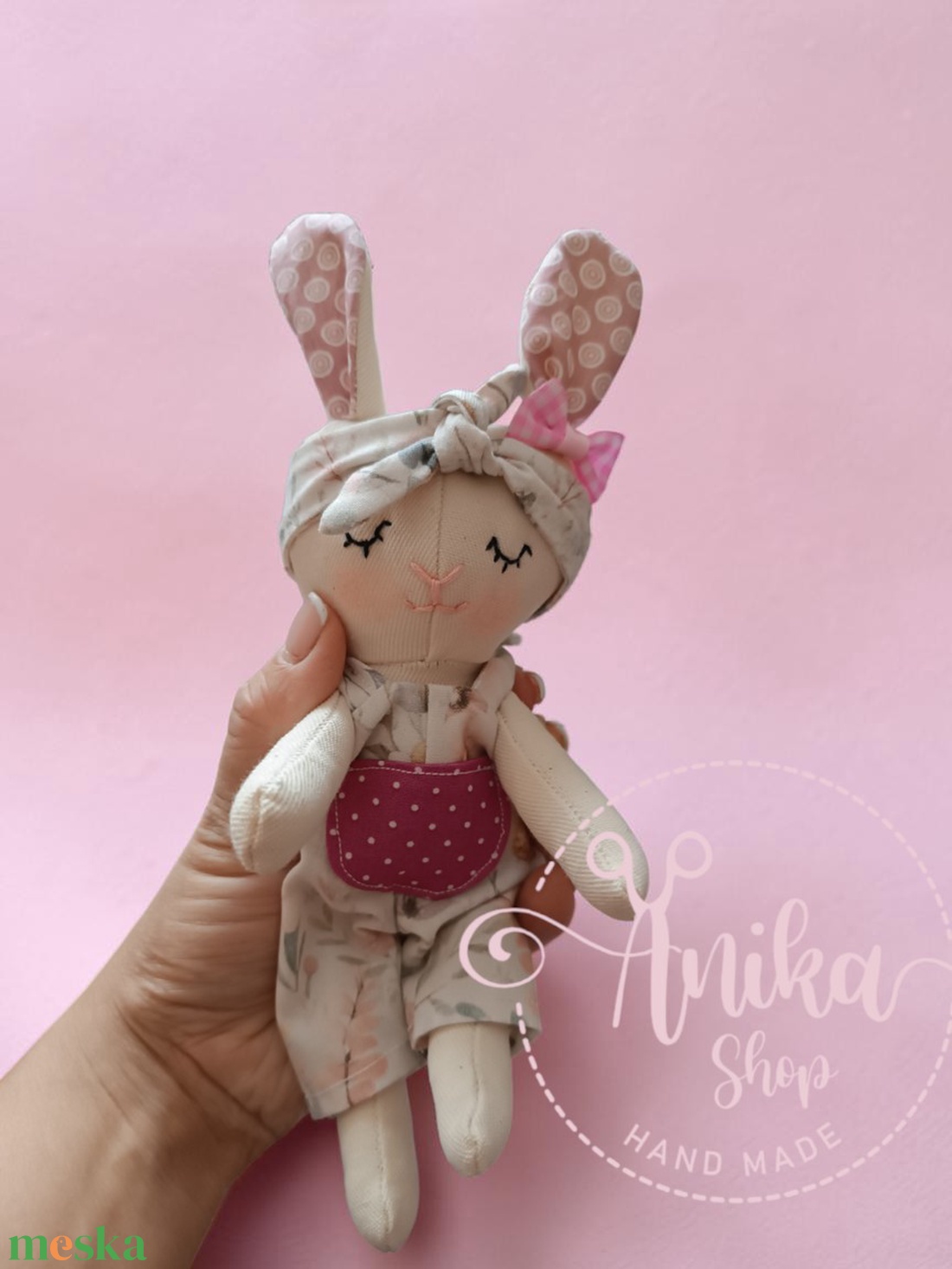 Textil házikó nyuszi babával  - játék & sport - baba & babaház - öltöztethető baba - Meska.hu
