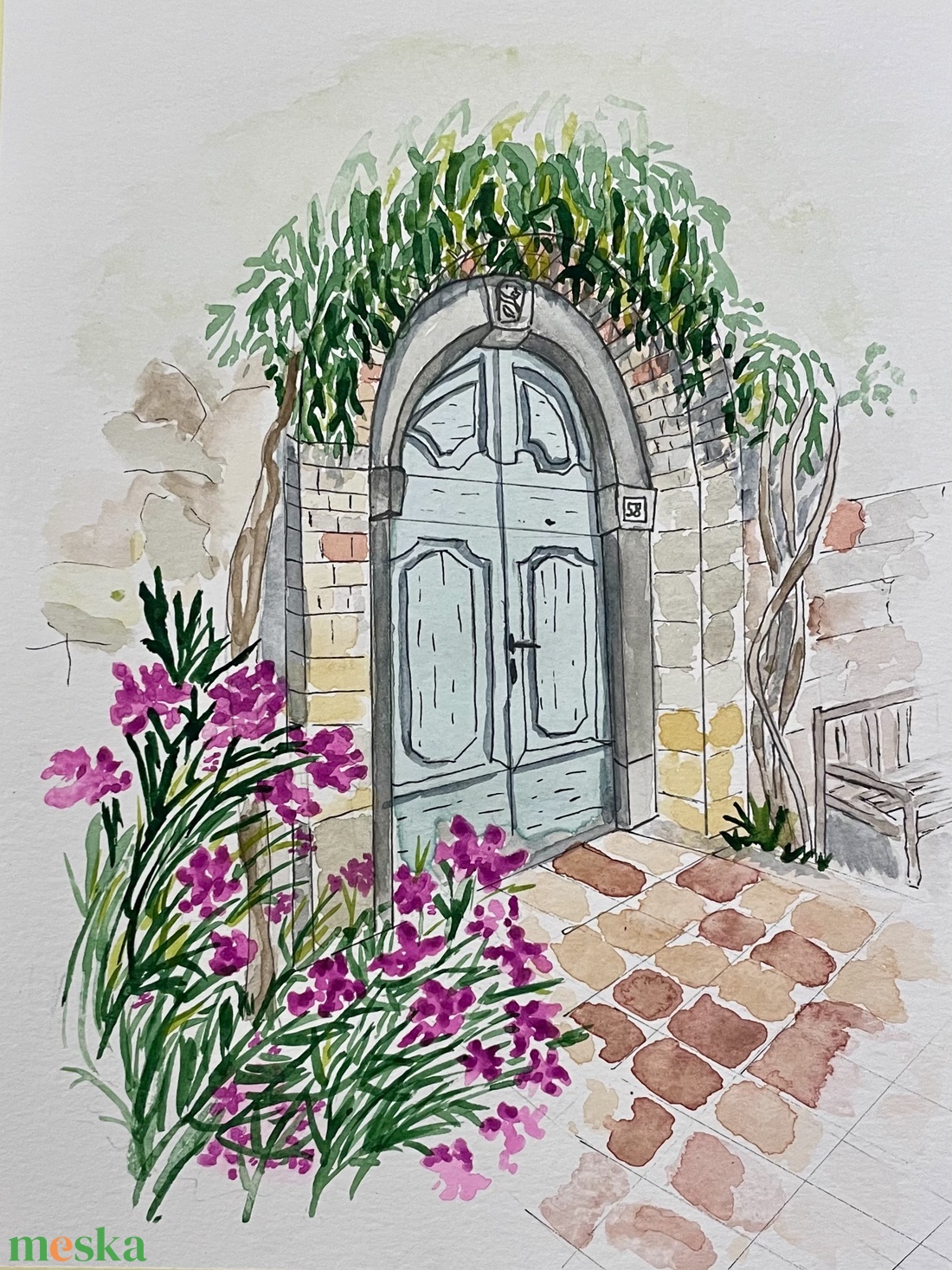 Toszkán kapu - művészet - festmény - akvarell - Meska.hu