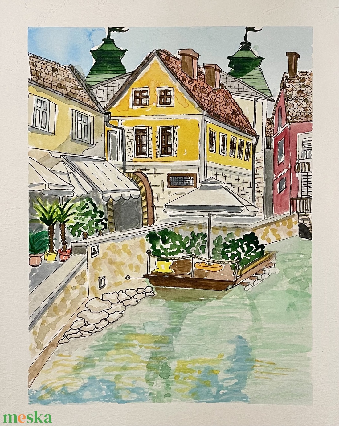 Tapolca, Malom-tó - művészet - festmény - akvarell - Meska.hu