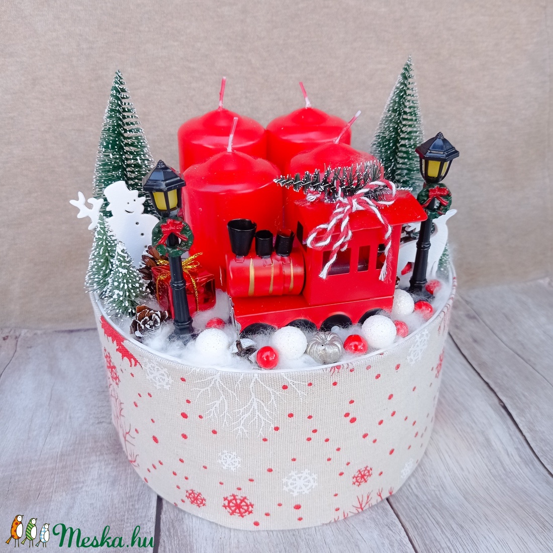 Mozdonyos adventi koszorú, adventi box - karácsony - adventi díszek - adventi koszorú - Meska.hu