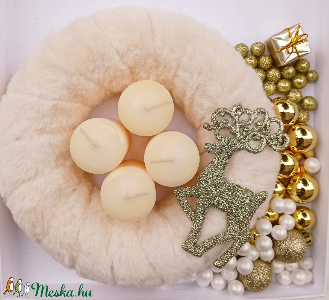 DIY csináld magad adventi koszorú arany színvilágban - karácsony - adventi díszek - adventi koszorú - Meska.hu