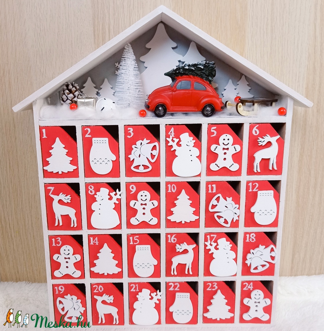Adventi naptár világító autóval - karácsony - adventi díszek - adventi naptár - Meska.hu