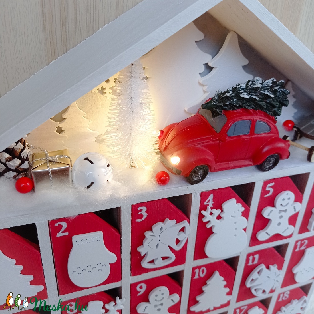 Adventi naptár világító autóval - karácsony - adventi díszek - adventi naptár - Meska.hu