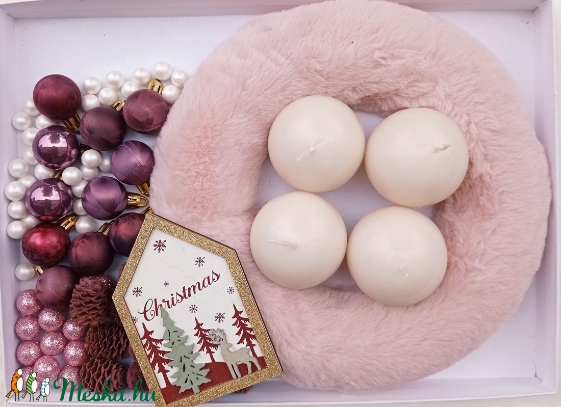 DIY csináld magad adventi koszorú mályva színvilágban - karácsony - adventi díszek - adventi koszorú - Meska.hu