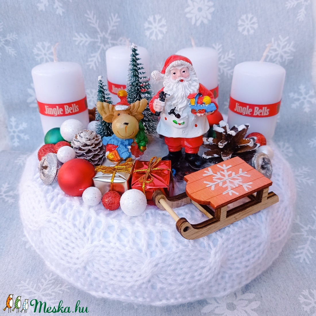 Télapós, rénszarvasos adventi koszorú - karácsony - adventi díszek - adventi koszorú - Meska.hu