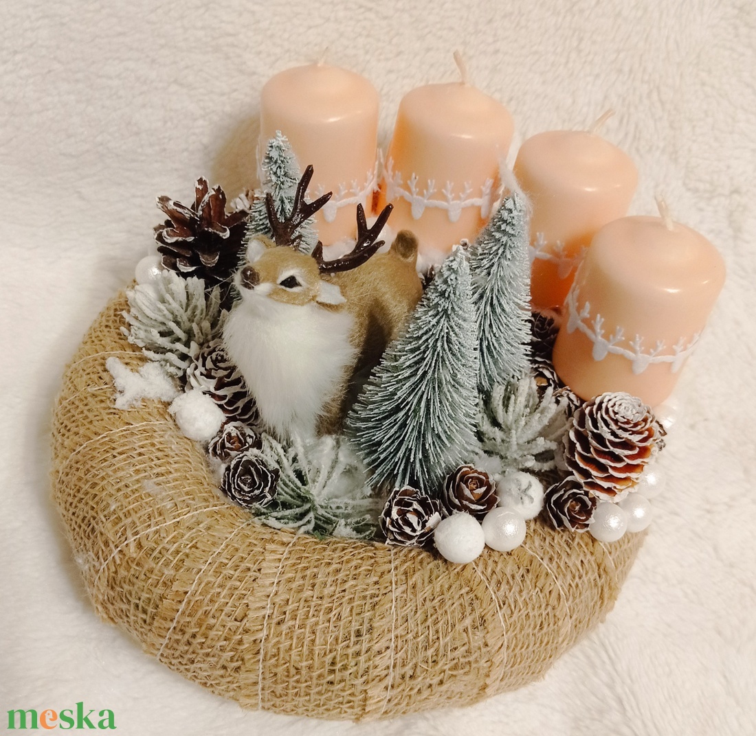 Szarvasos adventi koszorú  - karácsony - adventi díszek - adventi koszorú - Meska.hu