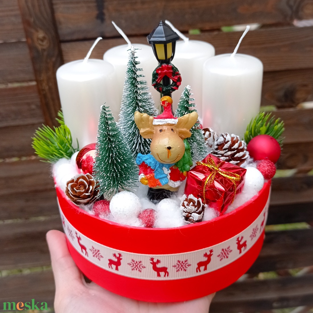 Rénszarvasos adventi koszorú  - karácsony - adventi díszek - adventi koszorú - Meska.hu