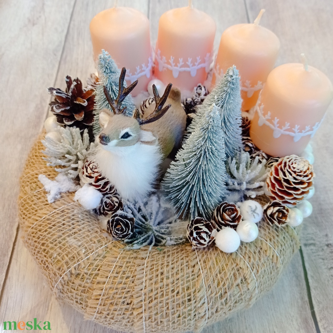 Szarvasos adventi koszorú  - karácsony - adventi díszek - adventi koszorú - Meska.hu