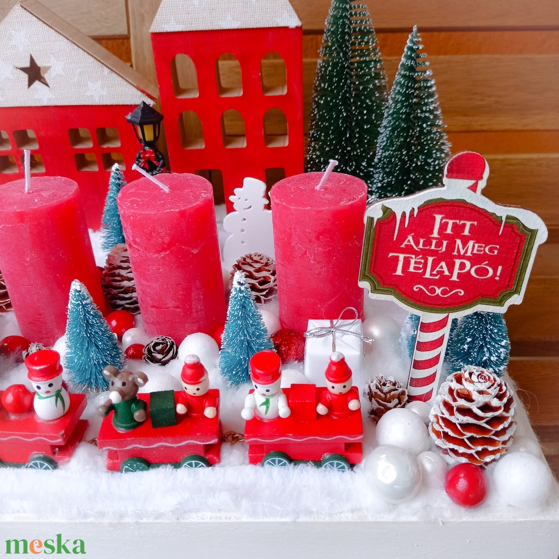 Házikós, vonatos adventi box - karácsony - adventi díszek - adventi koszorú - Meska.hu