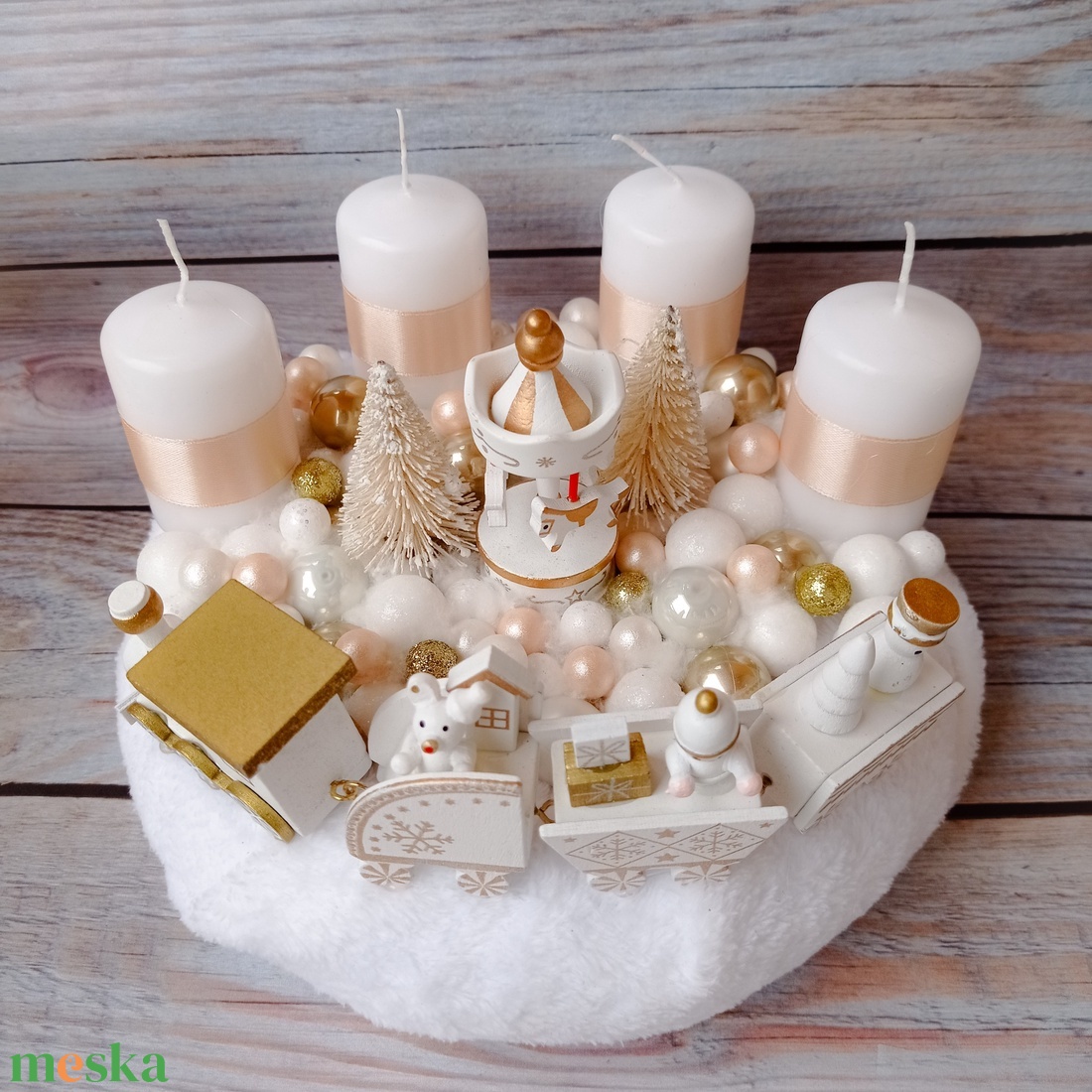Vonatos adventi koszorú körhintával - karácsony - adventi díszek - adventi koszorú - Meska.hu