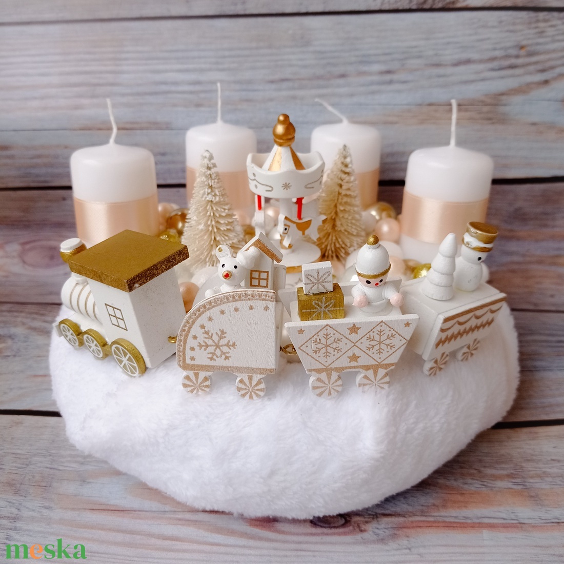 Vonatos adventi koszorú körhintával - karácsony - adventi díszek - adventi koszorú - Meska.hu