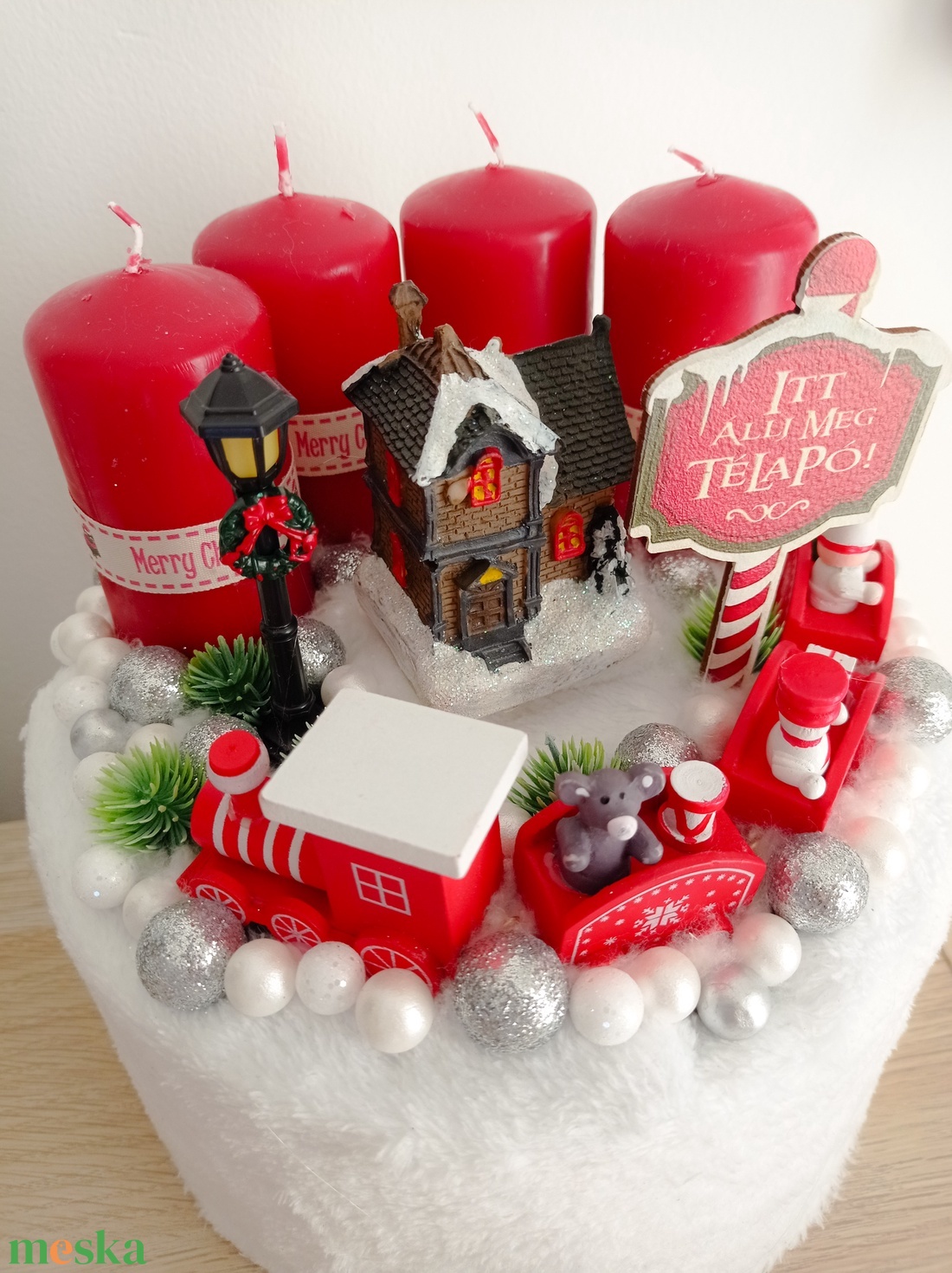 Vonatos adventi box  - karácsony - adventi díszek - adventi koszorú - Meska.hu