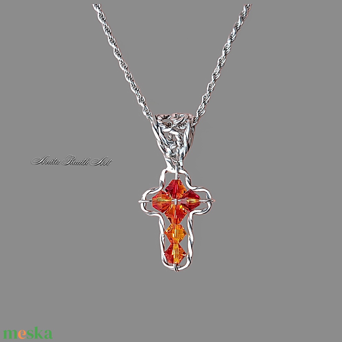Kereszt medál Swarovski gyöngyökkel - ékszer - nyaklánc - medál - Meska.hu Kereszt medál Swarovski gyöngyökkel - ékszer - nyaklánc - medál - Meska.hu