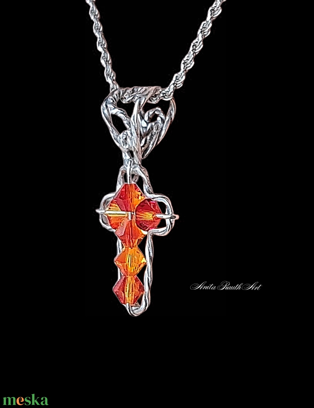 Kereszt medál Swarovski gyöngyökkel - ékszer - nyaklánc - medál - Meska.hu Kereszt medál Swarovski gyöngyökkel - ékszer - nyaklánc - medál - Meska.hu