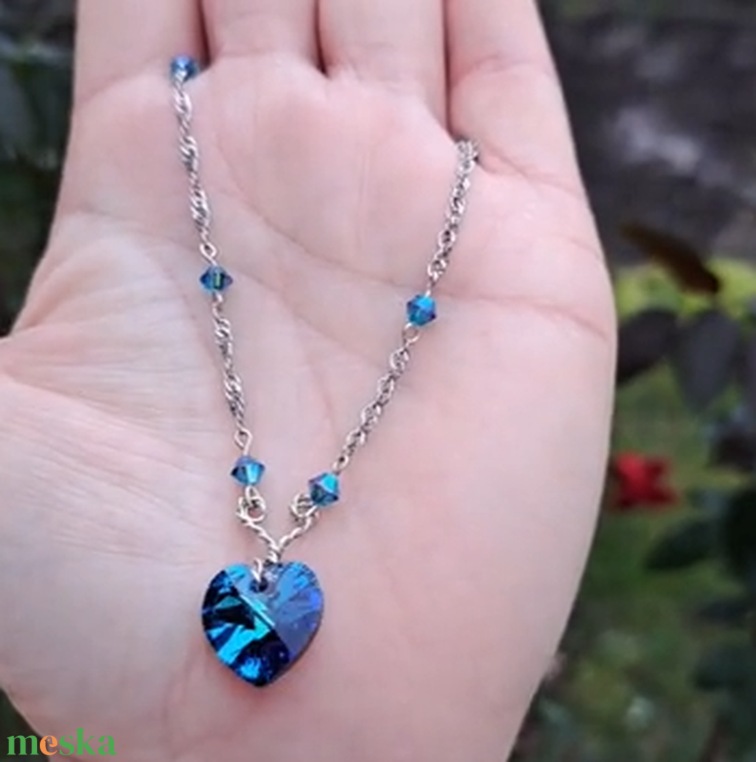 Swarovski szívmedál ezüst nyaklánccal - ékszer - nyaklánc - medálos nyaklánc - Meska.hu