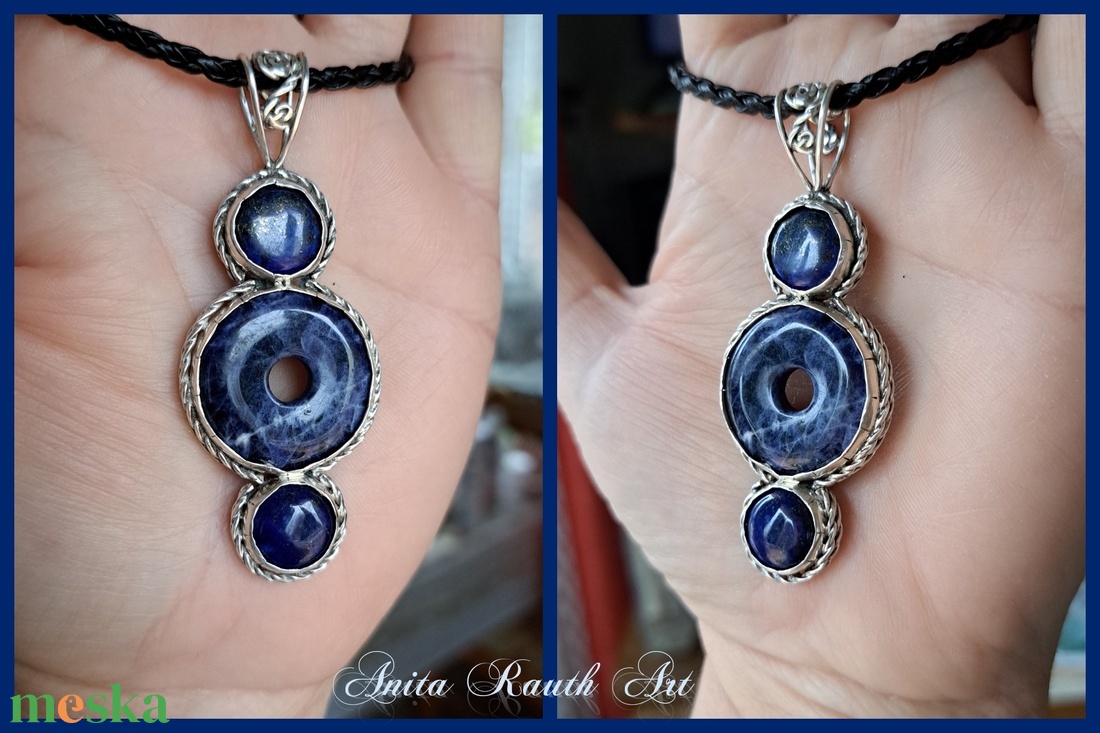 Hármas medál sodalit és lapis lazuli - ékszer - nyaklánc - medál - Meska.hu Hármas medál sodalit és lapis lazuli - ékszer - nyaklánc - medál - Meska.hu