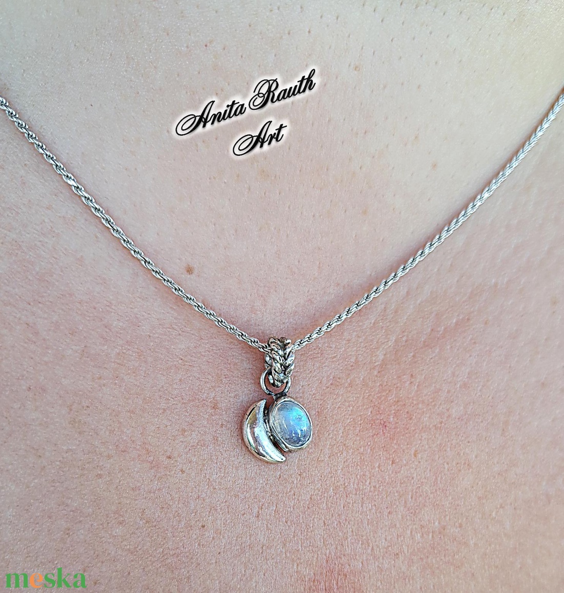 Hold medál holdkővel - ékszer - nyaklánc - medál - Meska.hu Hold medál holdkővel - ékszer - nyaklánc - medál - Meska.hu