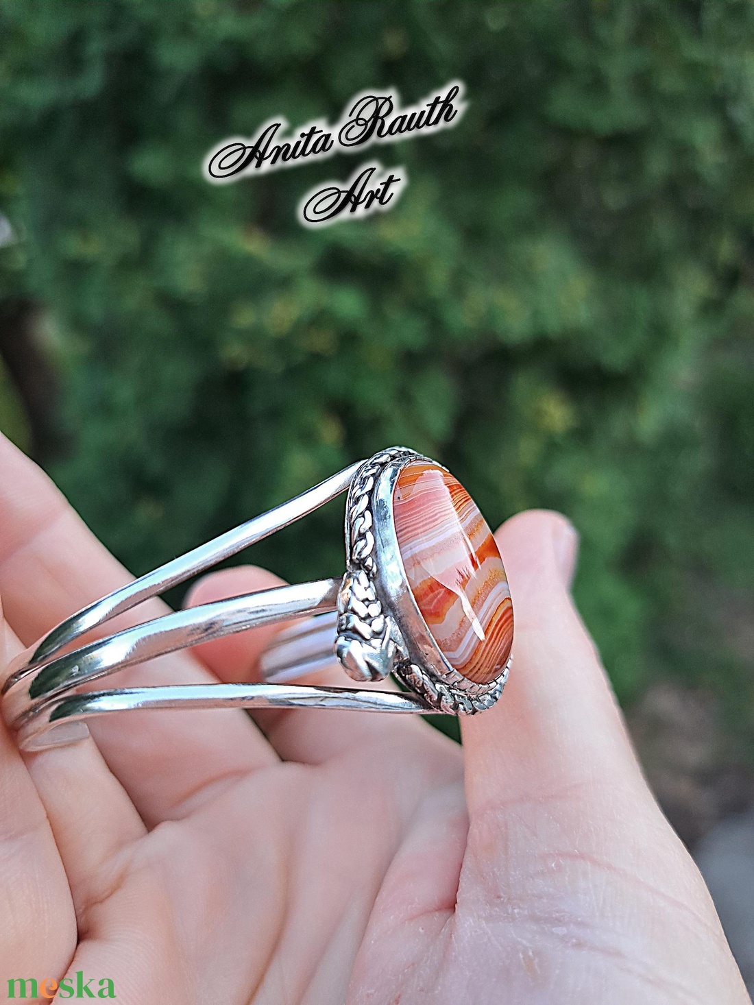 Karneol achát karperec   - ékszer - karkötő - karperec - Meska.hu