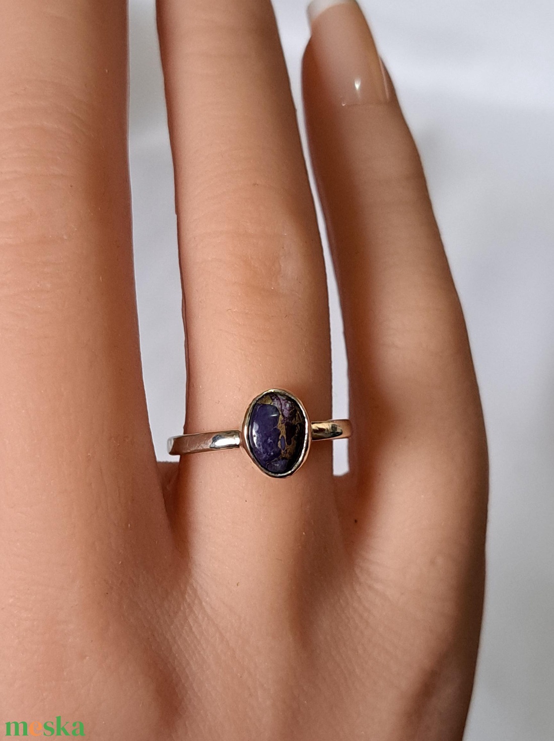 Pici lila türkiz gyűrű - ékszer - gyűrű - statement gyűrű - Meska.hu