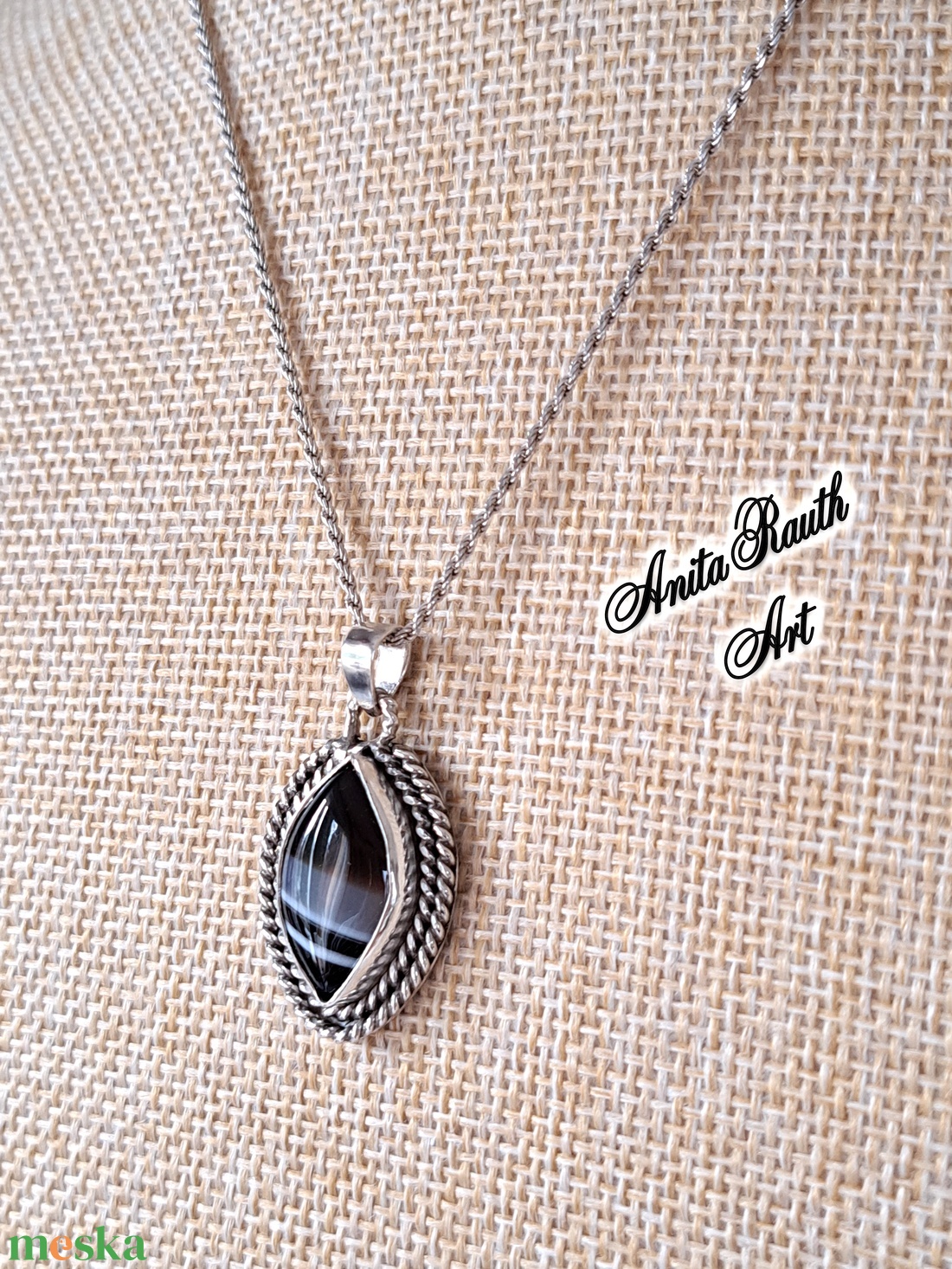 Achát medál dulpa csavarral - ékszer - nyaklánc - medál - Meska.hu