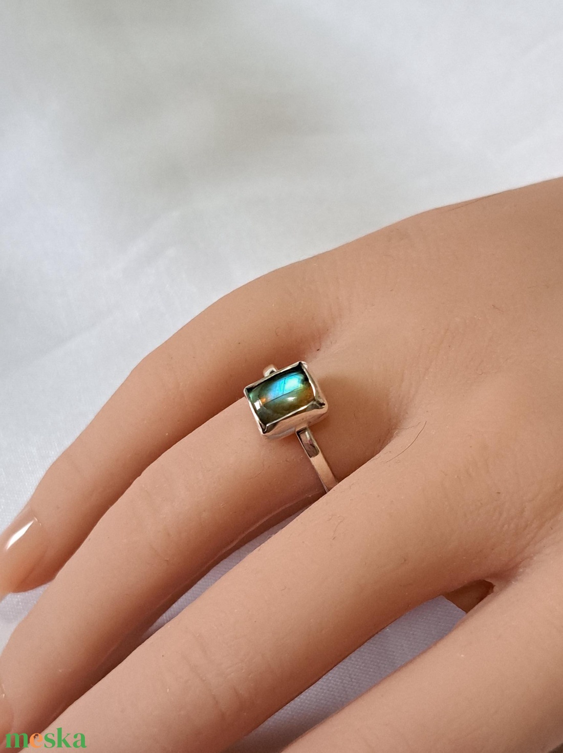 Négyzetes labradorit gyűrű  - ékszer - gyűrű - statement gyűrű - Meska.hu