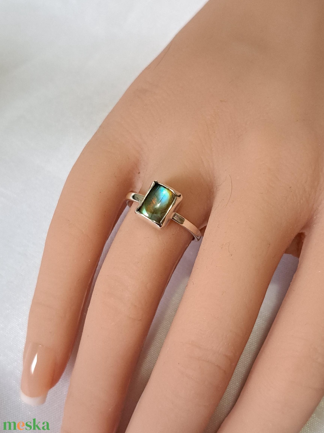 Négyzetes labradorit gyűrű  - ékszer - gyűrű - statement gyűrű - Meska.hu