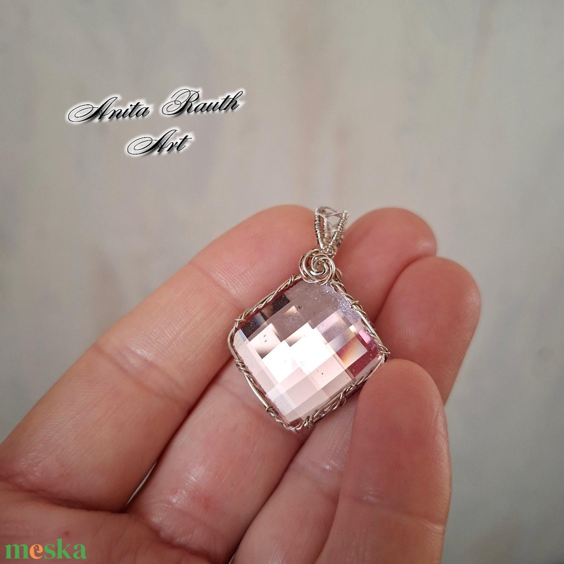 Swarovski négyzet alakú medál - ékszer - nyaklánc - medál - Meska.hu