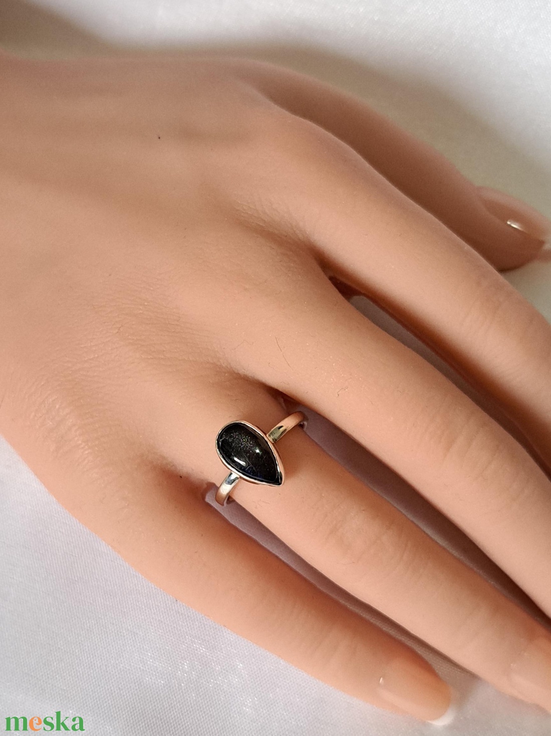 Kék labradorit gyűrű - cseppforma - ékszer - gyűrű - statement gyűrű - Meska.hu