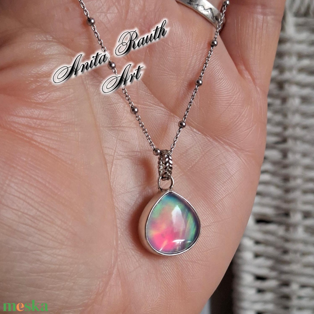 Aurora opál medál  - ékszer - nyaklánc - medál - Meska.hu