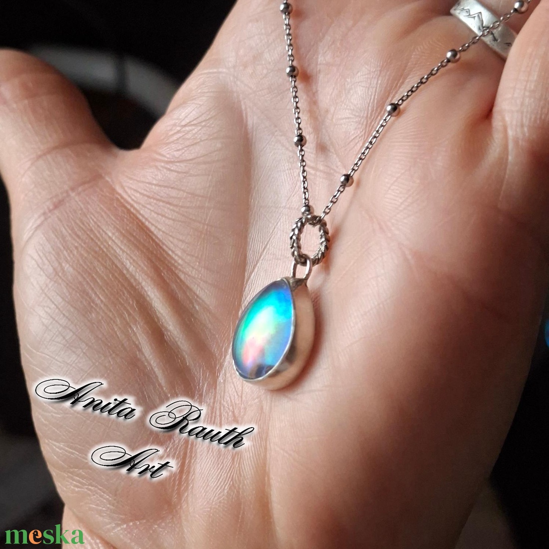 Aurora opál medál  - ékszer - nyaklánc - medál - Meska.hu
