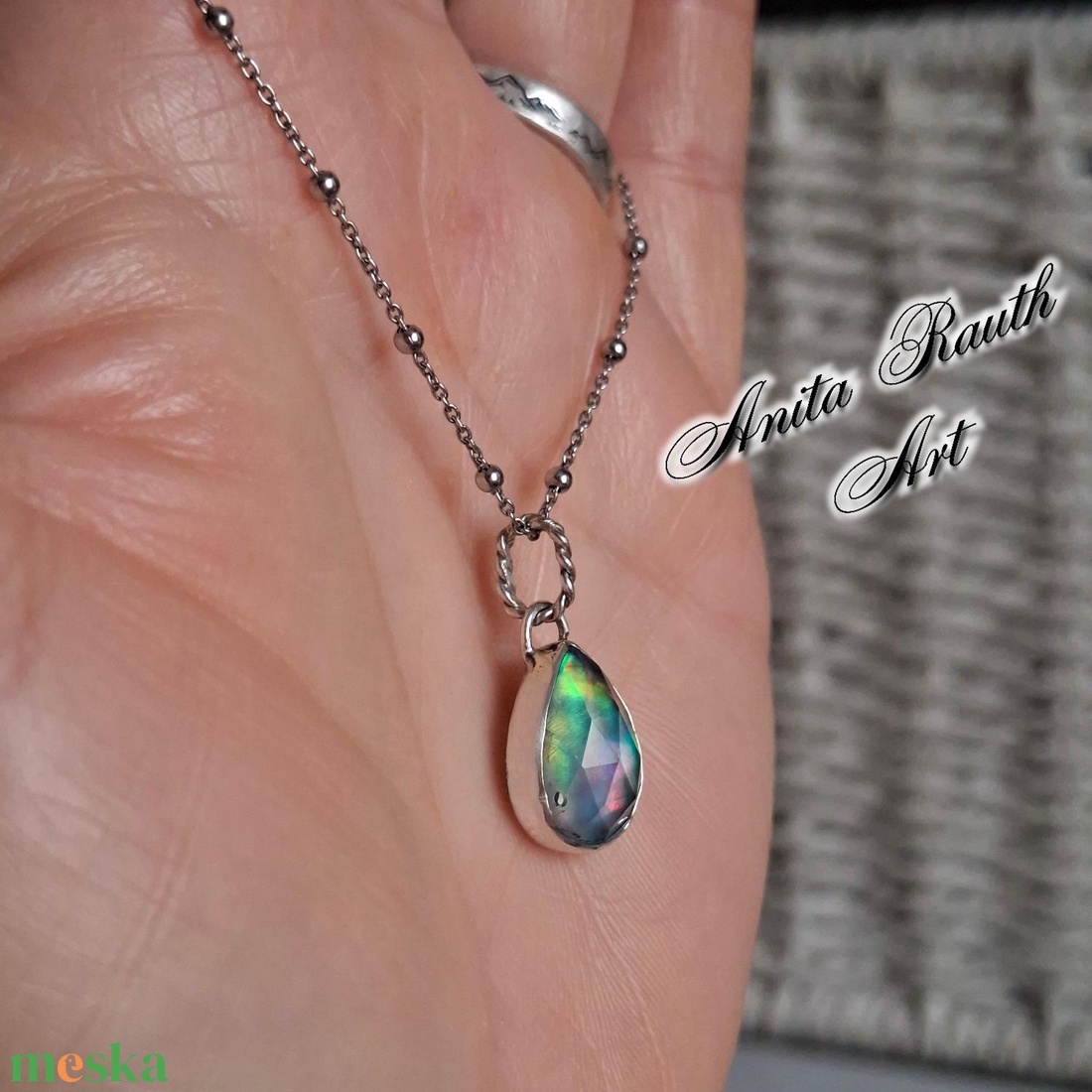 Aurora opál cseppmedál - ékszer - nyaklánc - medál - Meska.hu