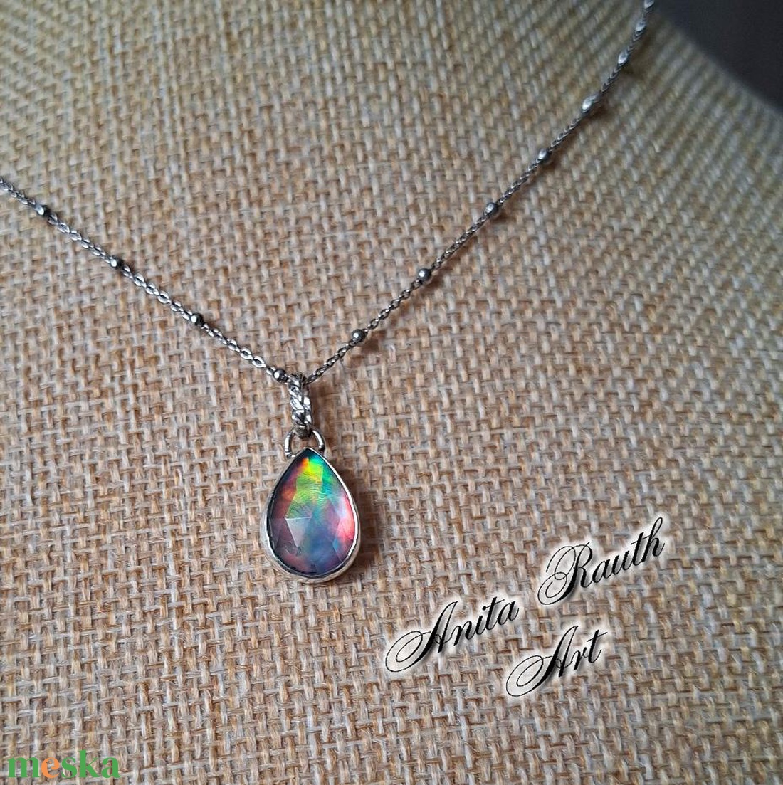 Aurora opál cseppmedál - ékszer - nyaklánc - medál - Meska.hu