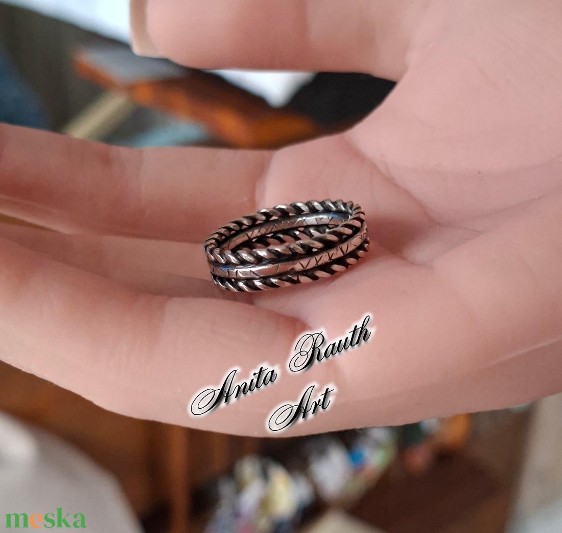 Ezüst gyűrű dupla csavart motívummal - ékszer - gyűrű - kerek gyűrű - Meska.hu