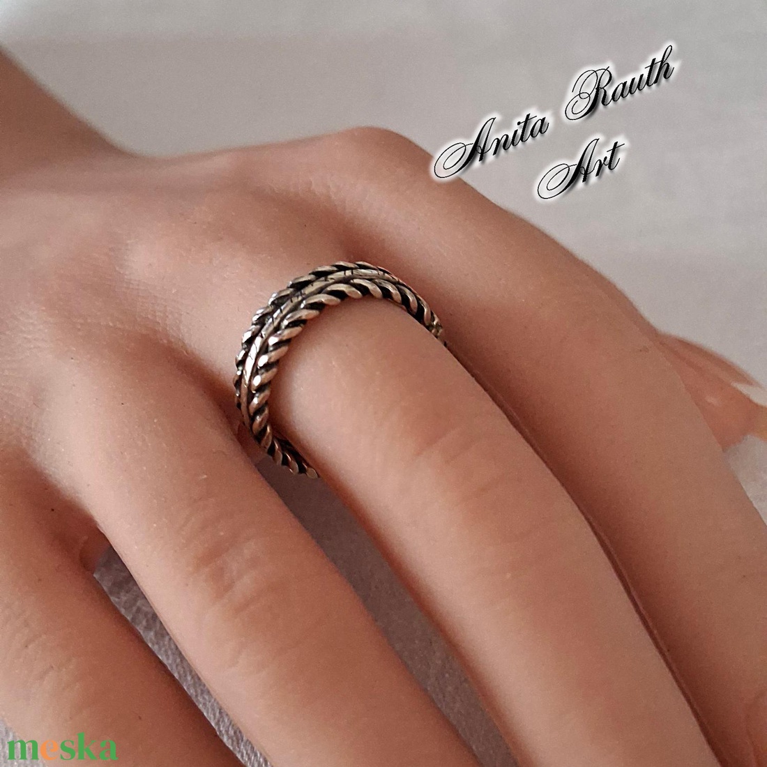 Ezüst gyűrű dupla csavart motívummal - ékszer - gyűrű - kerek gyűrű - Meska.hu