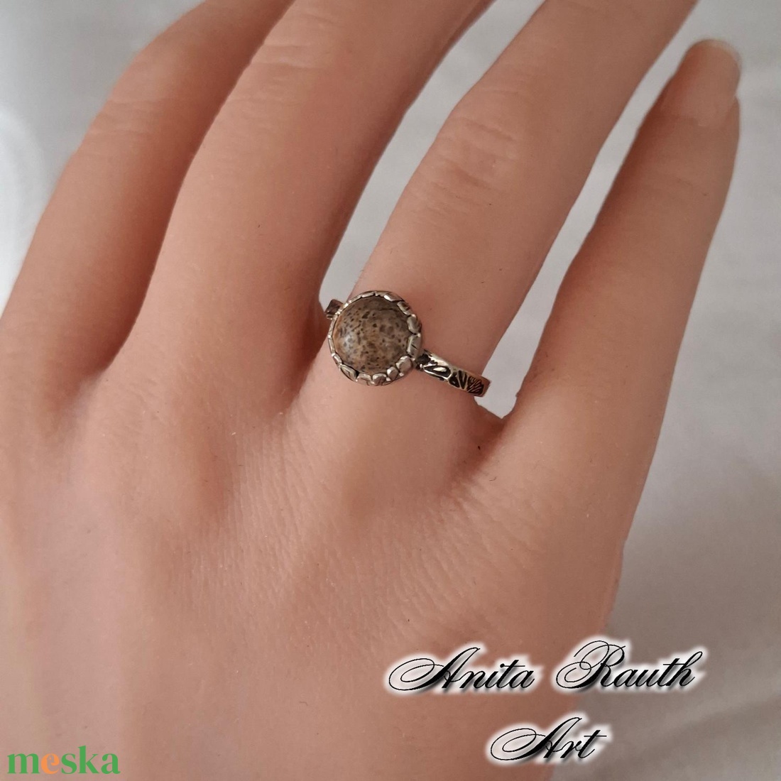 Jáspis gyűrű - ékszer - gyűrű - gyöngyös gyűrű - Meska.hu