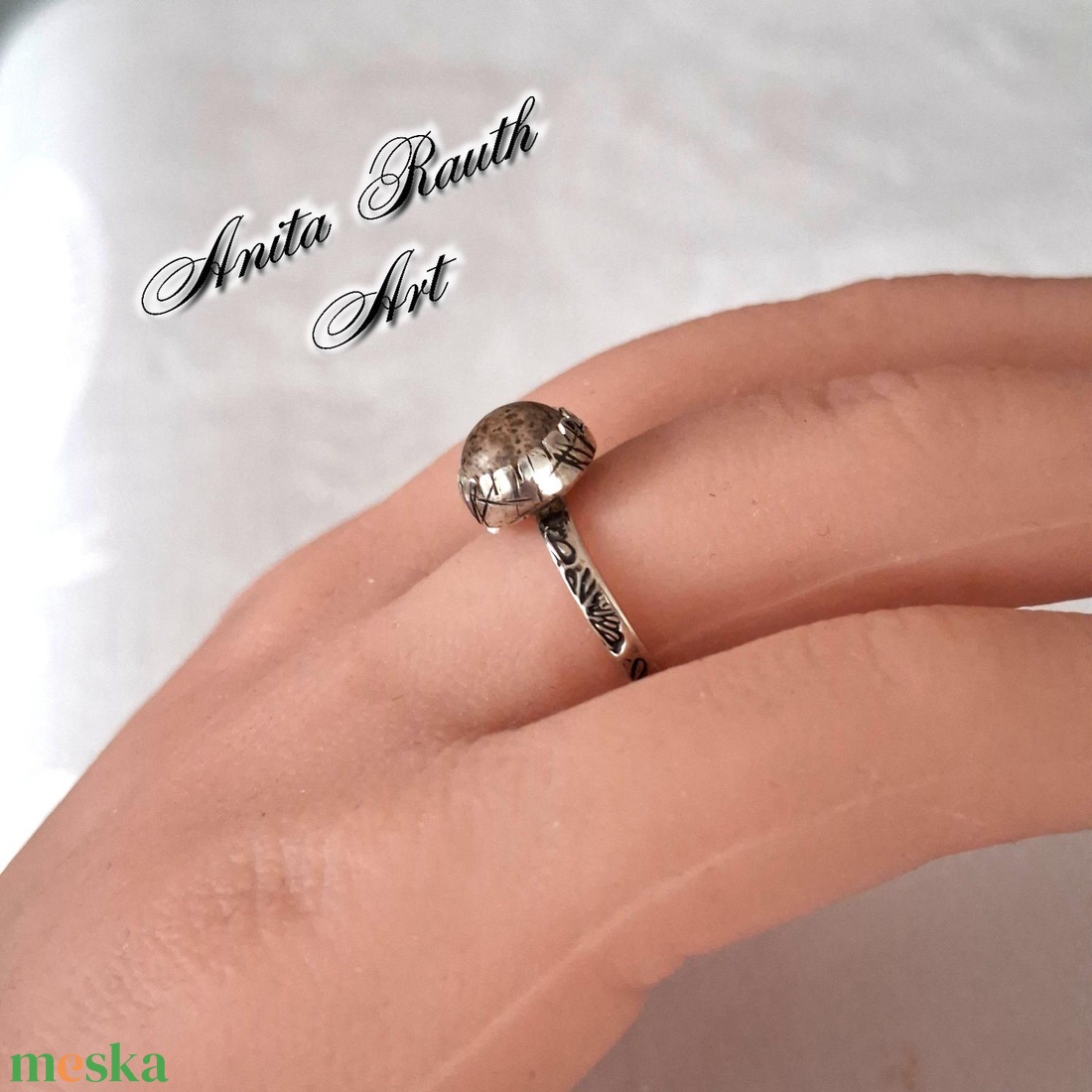 Jáspis gyűrű - ékszer - gyűrű - gyöngyös gyűrű - Meska.hu