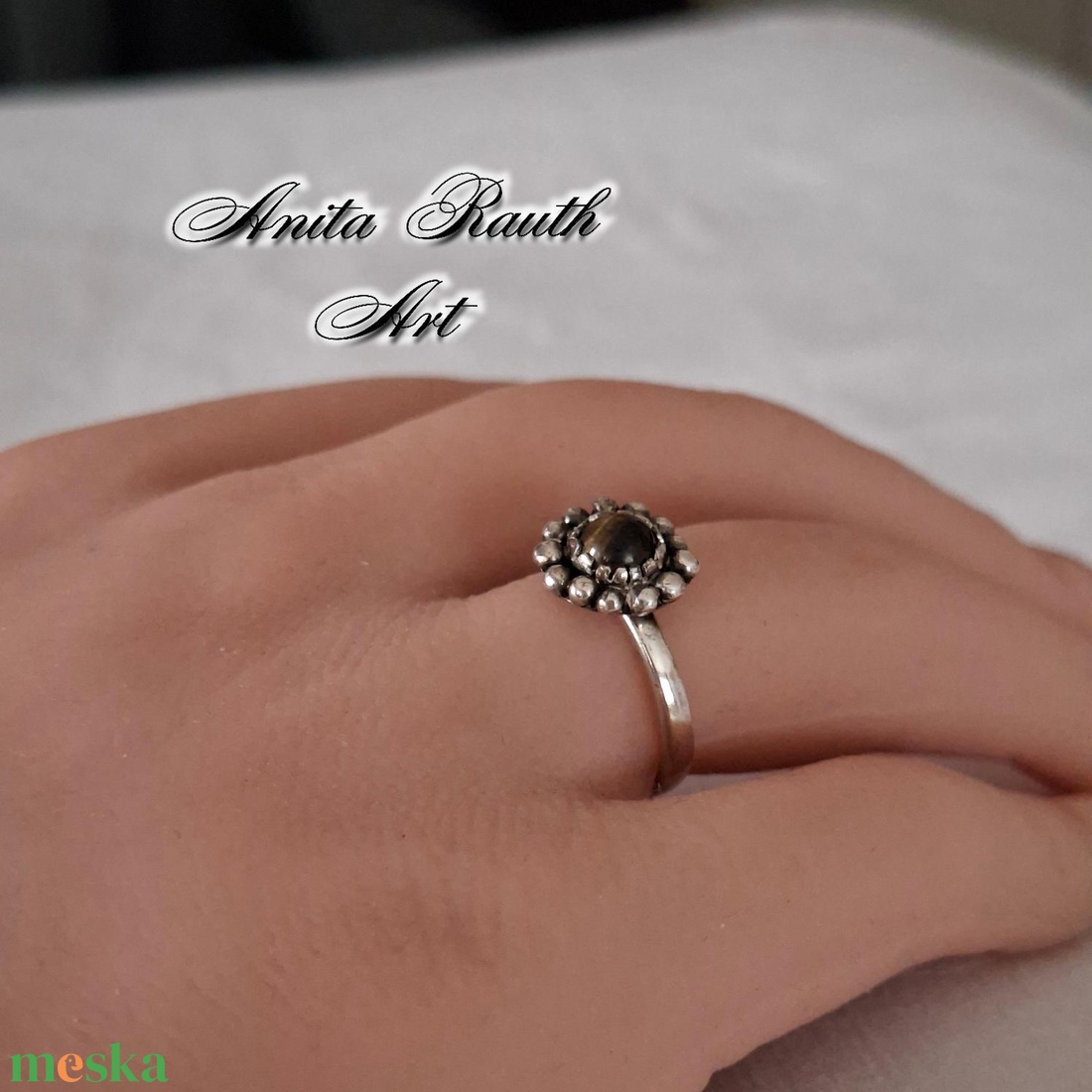 Tigrisszem gyűrű bogyókkal - ékszer - gyűrű - gyöngyös gyűrű - Meska.hu