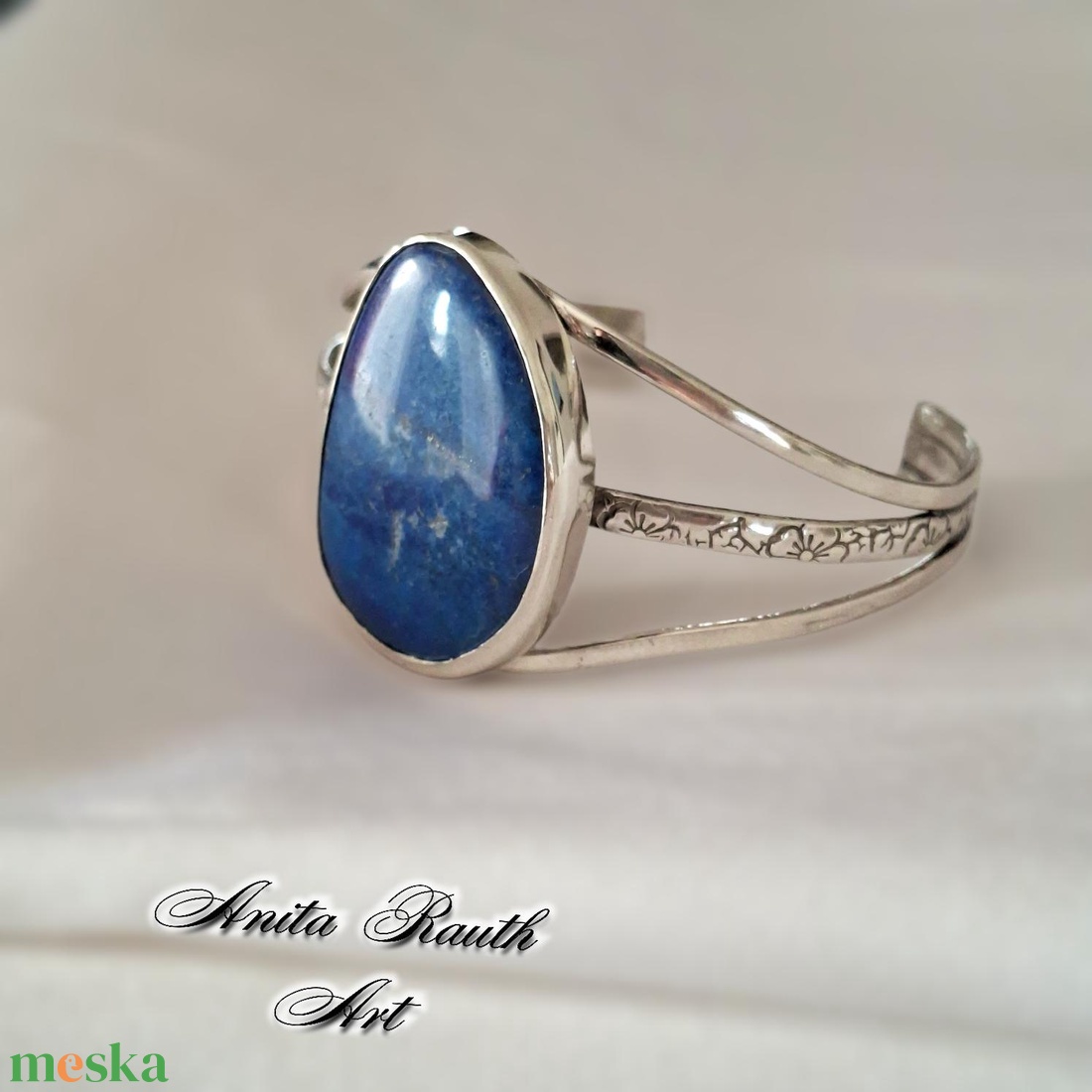 Lapis lazuli ovális karkötő - ékszer - karkötő - karperec - Meska.hu