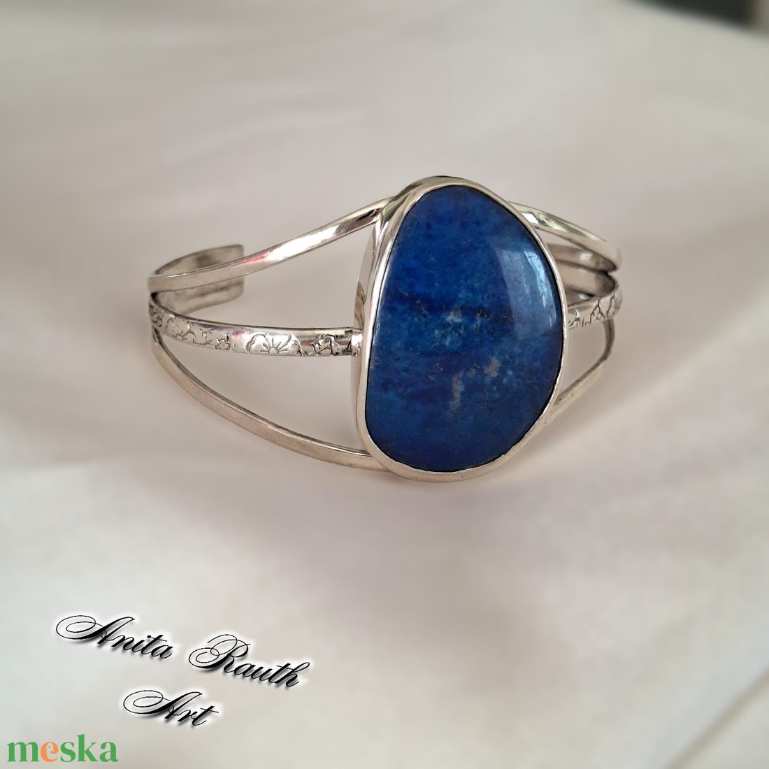 Lapis lazuli ovális karkötő - ékszer - karkötő - karperec - Meska.hu