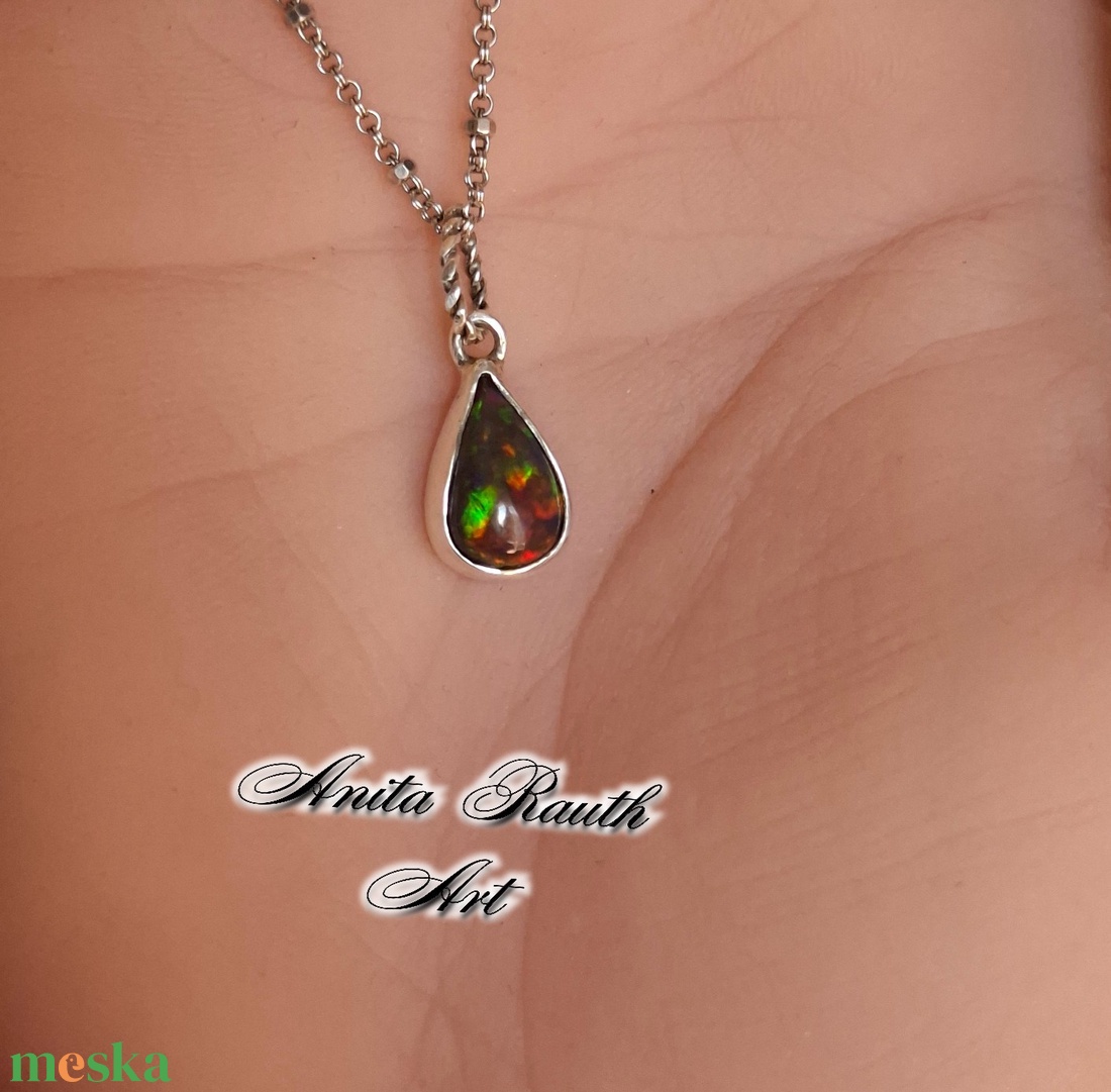 Feketeopál szett (medál és gyűrű) - ékszer - nyaklánc - medál - Meska.hu