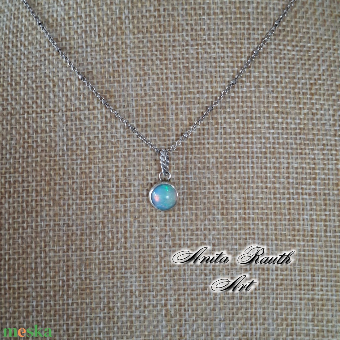 Kékes színű etióp opál medál - ékszer - nyaklánc - medál - Meska.hu