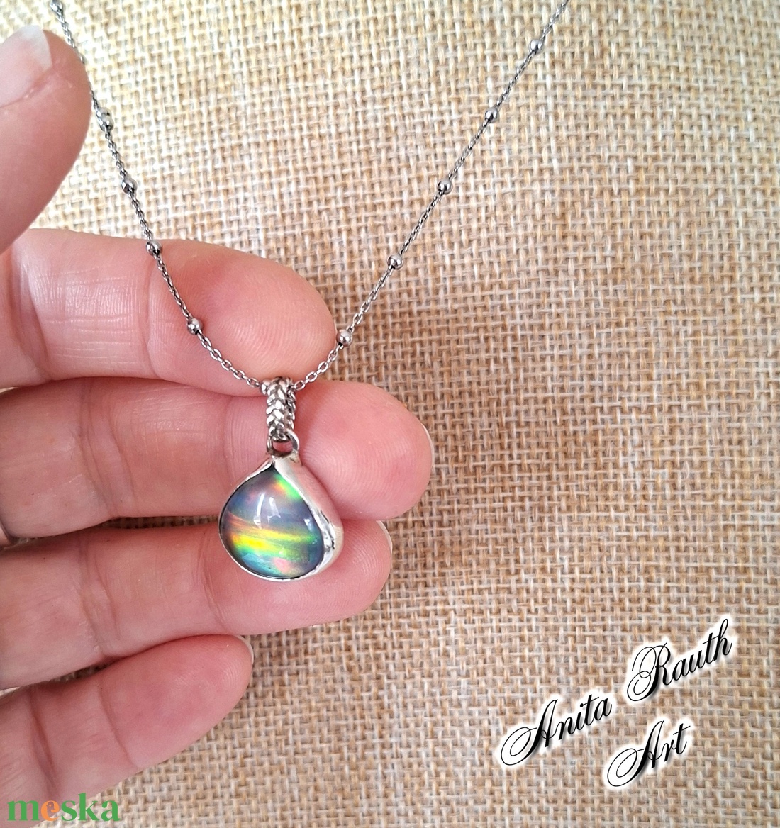 Aurora opál medál  - ékszer - nyaklánc - medál - Meska.hu