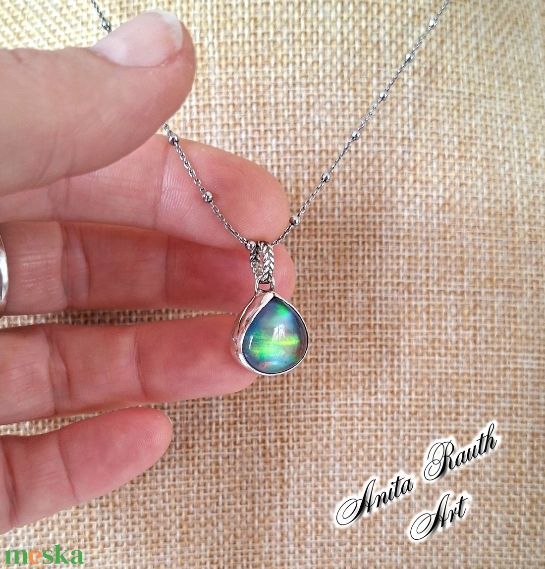 Aurora opál medál  - ékszer - nyaklánc - medál - Meska.hu