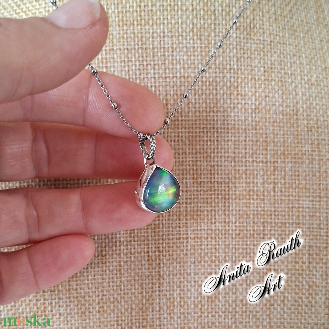 Aurora opál medál  - ékszer - nyaklánc - medál - Meska.hu