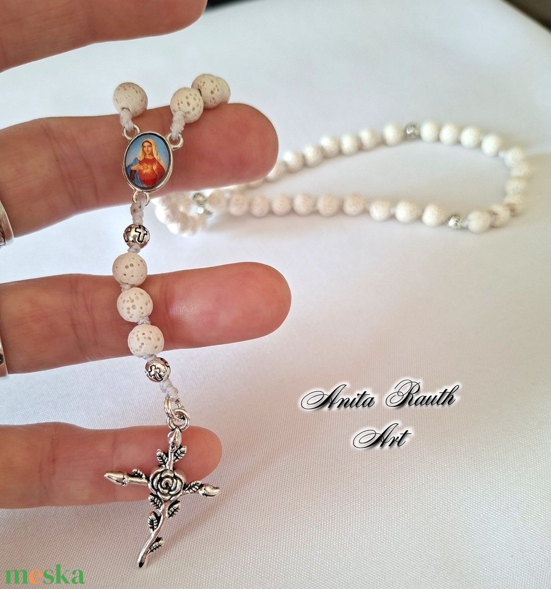 Rózsafüzér lávakő gyöngyökkel - otthon & életmód - vallás - lánc & füzér - Meska.hu
